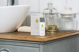 Sylk bottle and packet next to sink